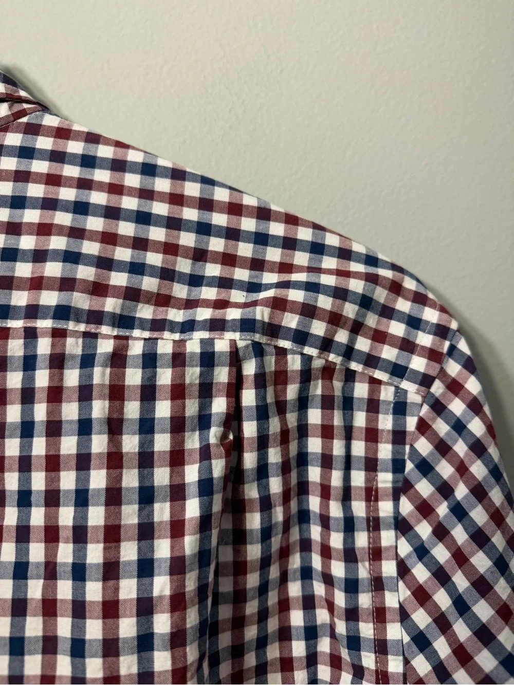 J. Crew Red Navy White Gingham Button-Down Shirt